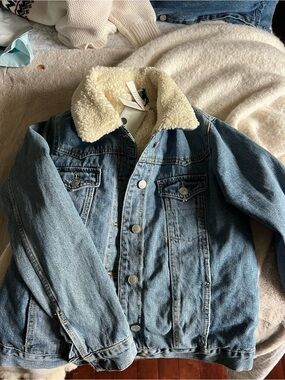 Topshop Cream Sherpa Moto Jacket Interior Detail